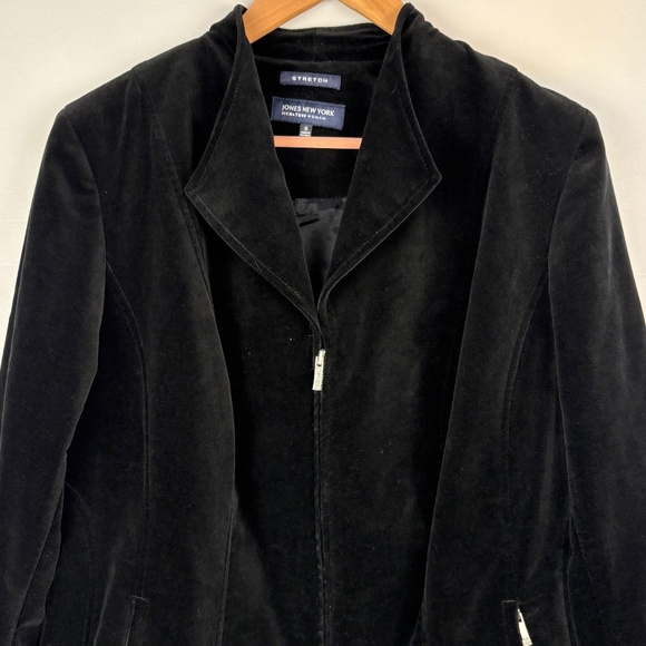 Jones NY Signature Velvet Stretch Zip Jacket 1X Formal Office Holiday Regal - Picture 3 of 16